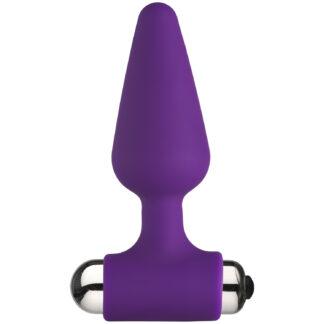 Baseks Vibrating Medium Butt Plug 3.9 Inch - Purple
