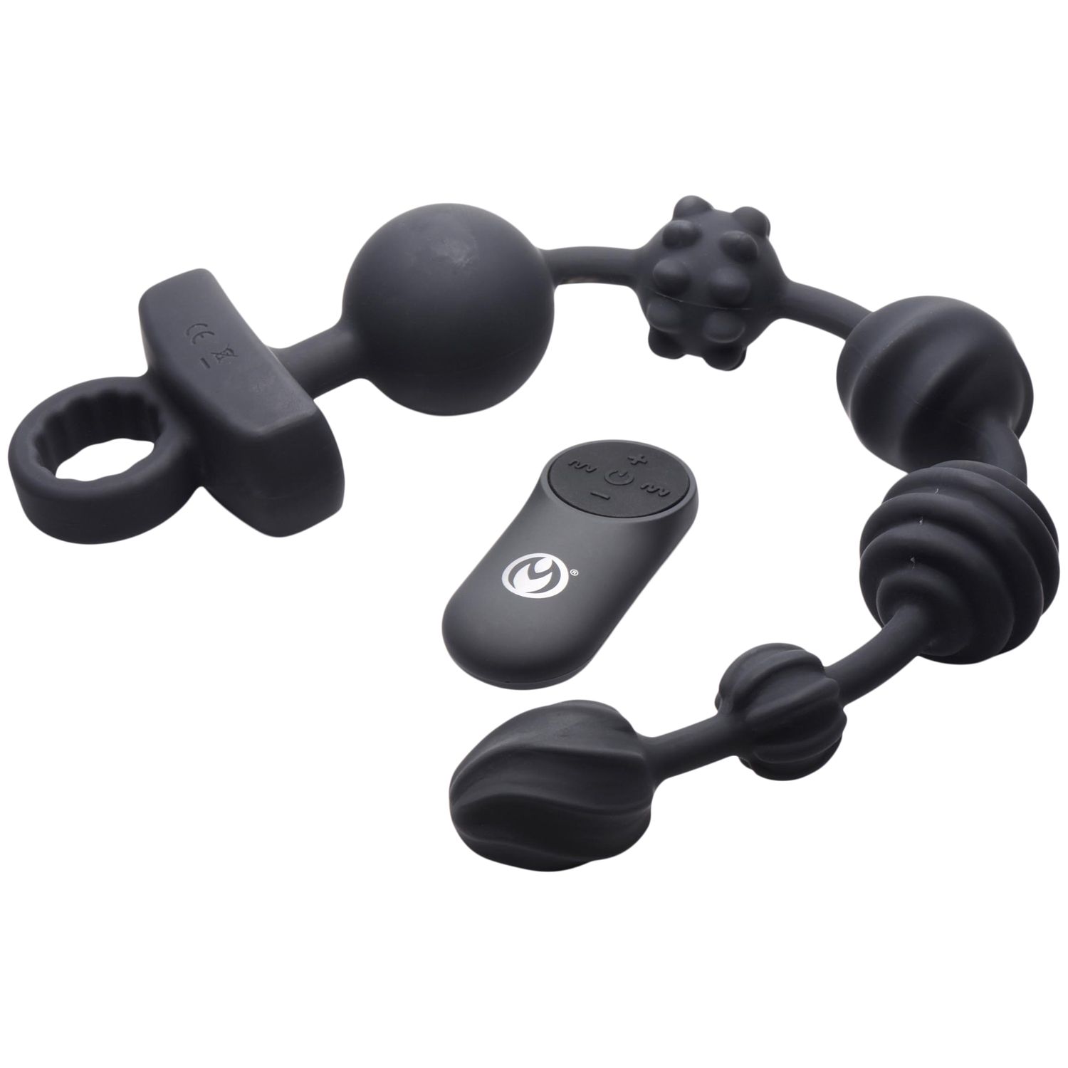 Master Series Dark Rattler Vibrating Anal Beads 15.8 Inch - Black