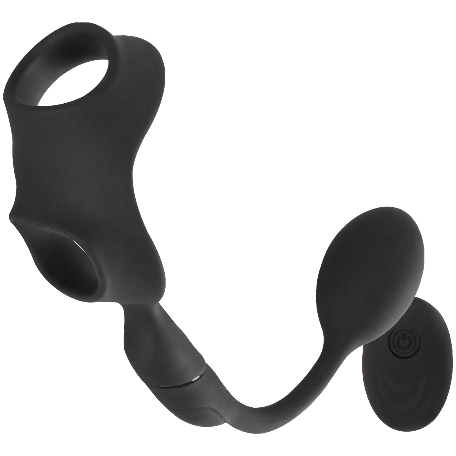 Rebel Cock Ring with Remote-Controlled Butt Plug - Black